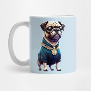 Chic Pug with Diamond Necklace - Elegant Boss Wife Dog T-Shirt Design Mug